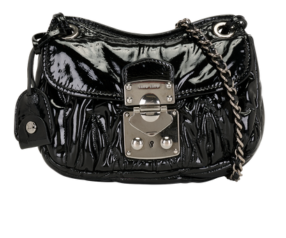 Matelasse Hobo, &pound;175, Handbags, Black, Patent Leather, Front view